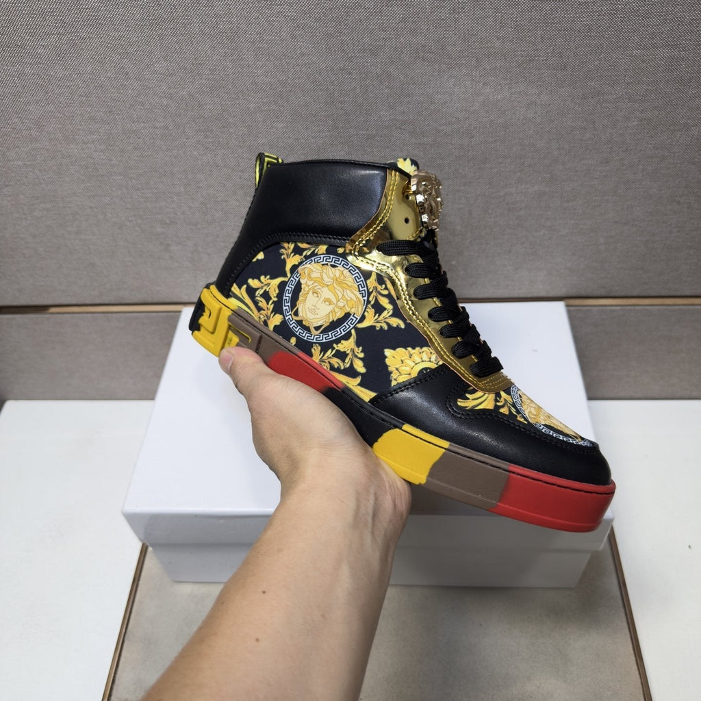 Versace Men's Gold High-Top Sneakers